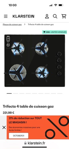 Table cuisson gaz klarstein - gaz,